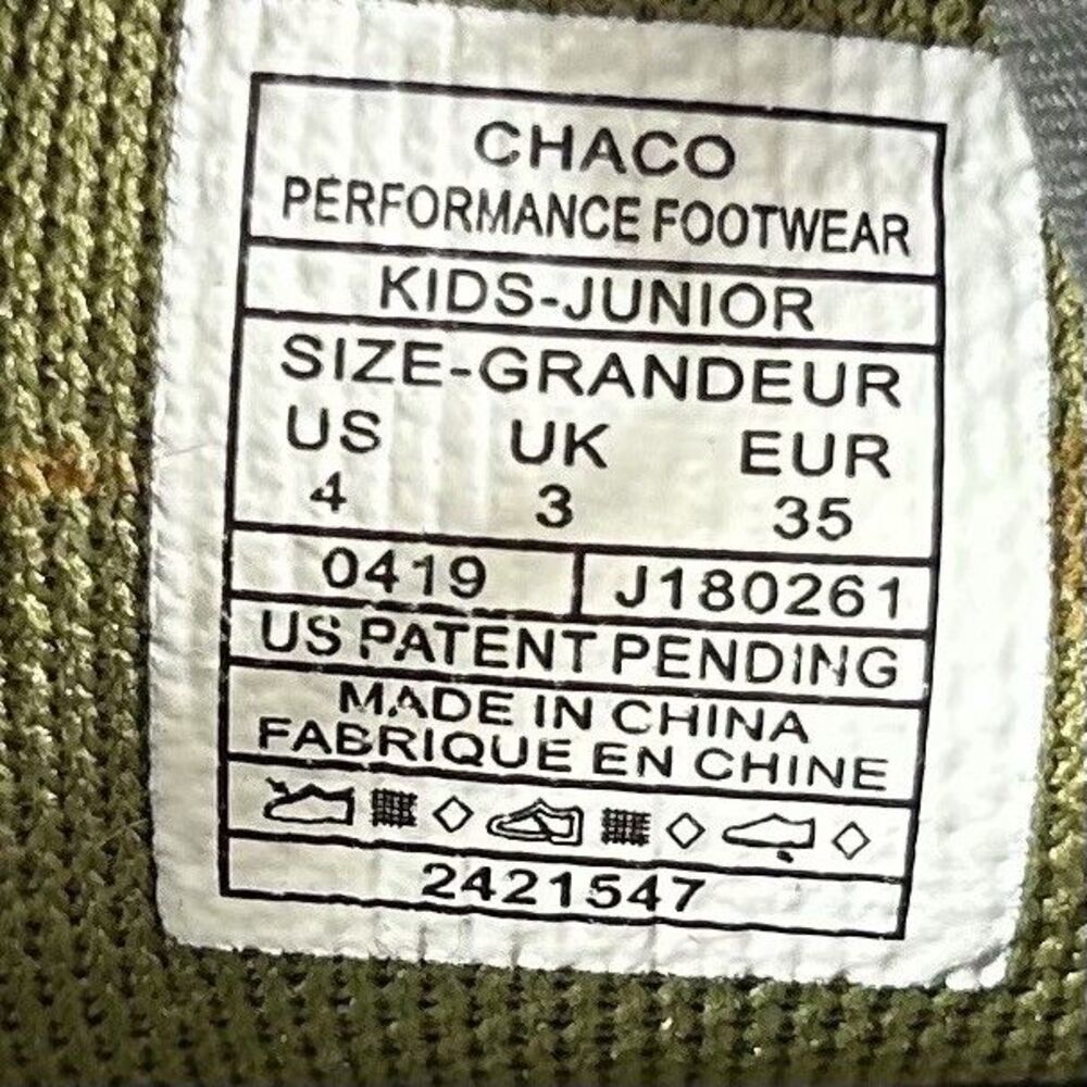 Chaco Outcross 2 Kids Size 4 Khaki Green Waterproof Outdoor Trail Shoes Shoes - Picture 12 of 12